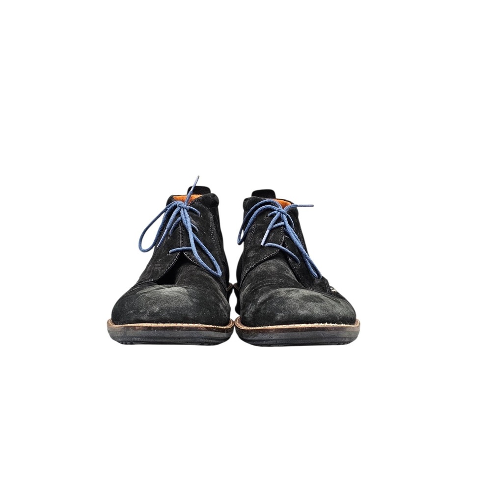 Ecco Men's Size 10 EUC Hybrid Black Nubuck Leather Blue Sole Chukka Boots Shoes - Picture 2 of 8